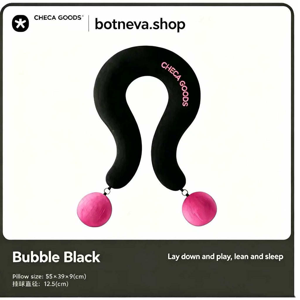 Bubble U-Shape Travel Neck Pillow with Phone Pillow Pocket - Memory Foam Comfort