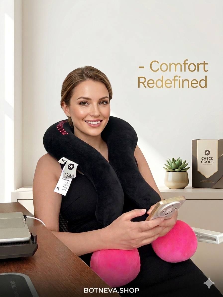 Memory Foam Travel Neck Pillow - Bubble Black, Ergonomic U-shaped Travel Pillow for Neck and Head Support