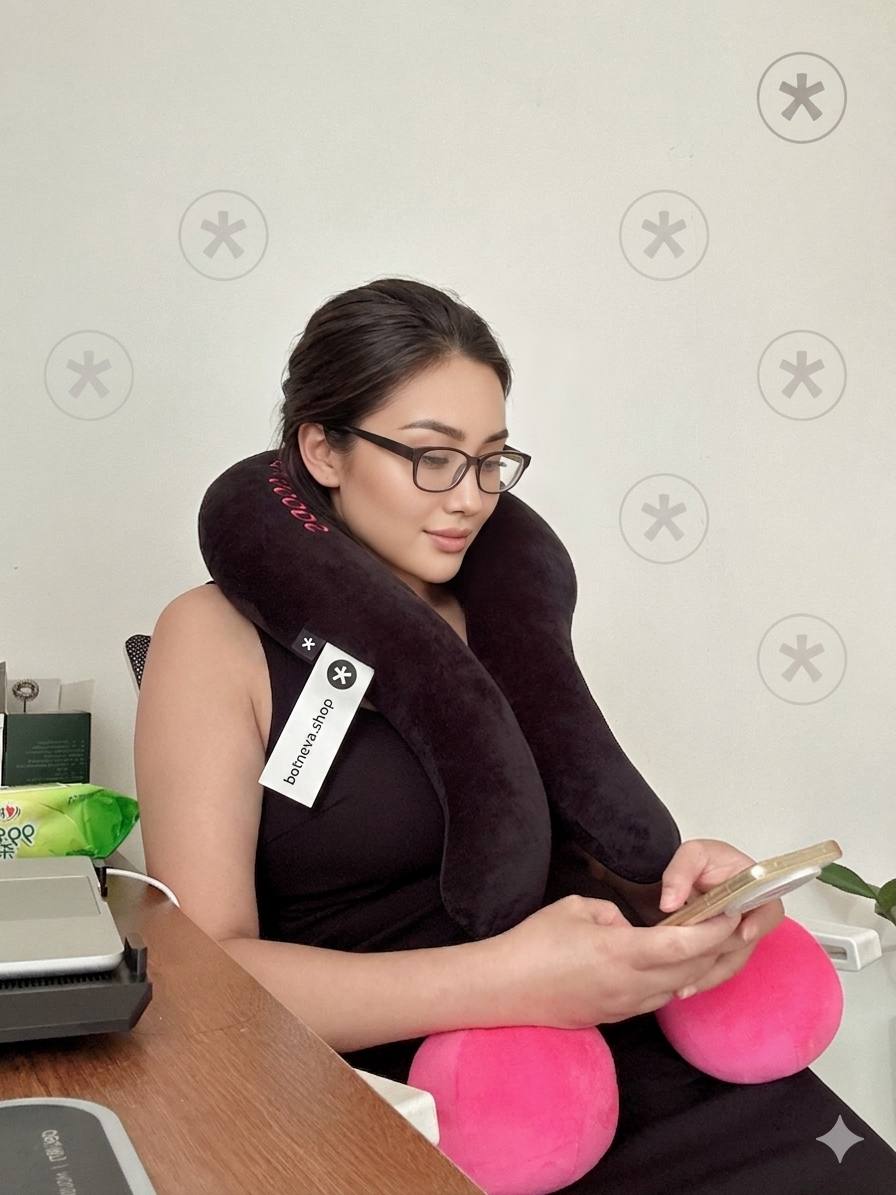 Memory Foam Travel Neck Pillow - Top View, Premium High-Elastic Core with Plush Velvet Cover