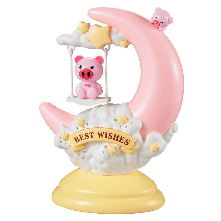 Cute Animal Crescent Moon Night Light – Soft Glow LED Lamp with Swi...