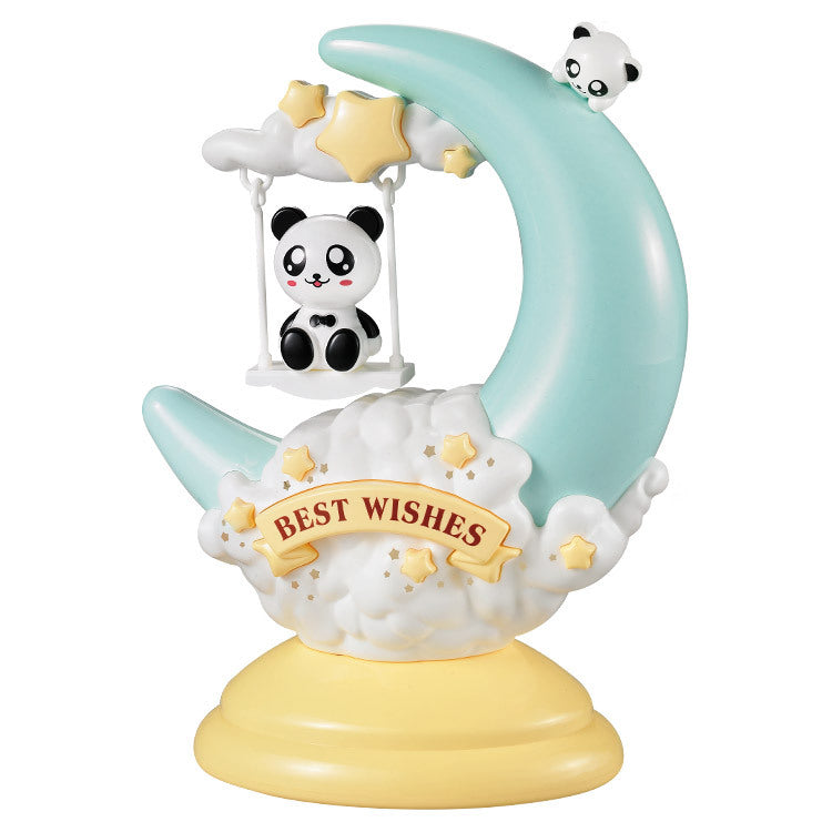 Cute Animal Crescent Moon Night Light – Soft Glow LED Lamp with Swi...