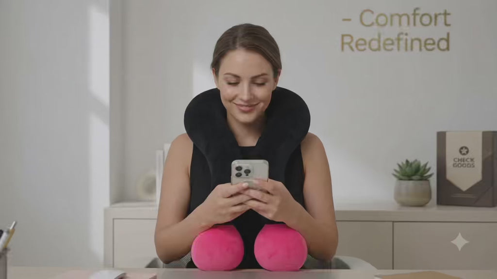 Bubble U-Shape Travel Neck Pillow with Phone Pillow Pocket - Memory Foam Comfort