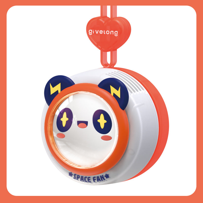 Space Pet Portable Lanyard Fan – USB Rechargeable Mini Neck Fan with Cute Animal Design for Kids Adults